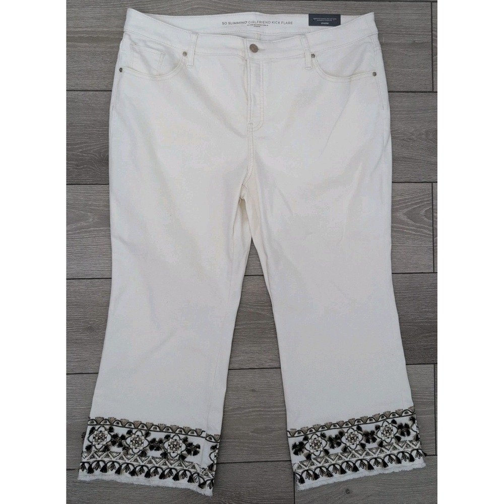 Chico's Girlfriend Kick Flare Jeans Women's Size 16P So Slimming Embellished NWT